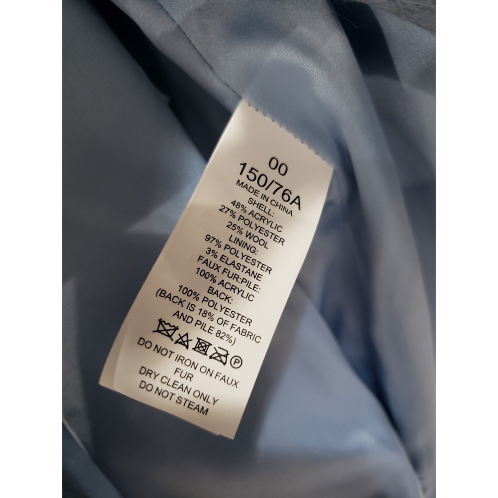 NEVER WORN 00 Kate Spade Faux Fur Baby Blue Penny Lane Coat Whimsical WONDERLUST - Picture 6 of 6